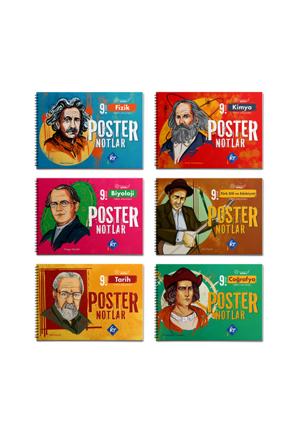 9. Sınıf Maarif Modeli Fizik Kimya Biyoloji Tarih Coğrafya Türk Dili ve Edebiyatı Poster Notlar Seti