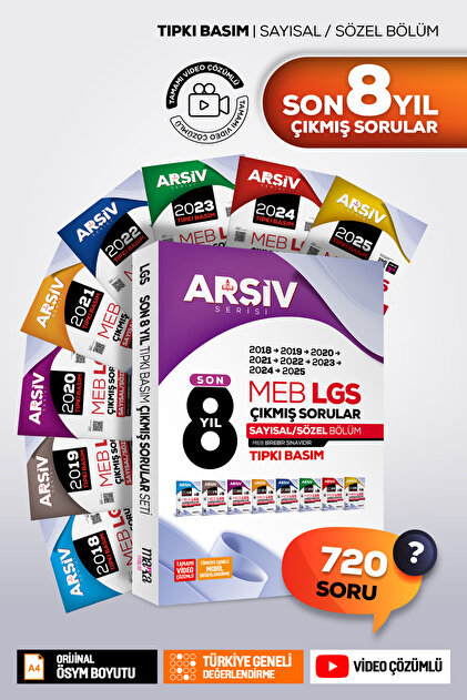 Marka Yayınları LGS 8. Sınıf Son 8 Yıl Tıpkı Basım Çıkmış Sorular
