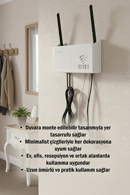 omilife Beyaz Duvara Asılabilir Modem Kutusu WiFi Router Saklama