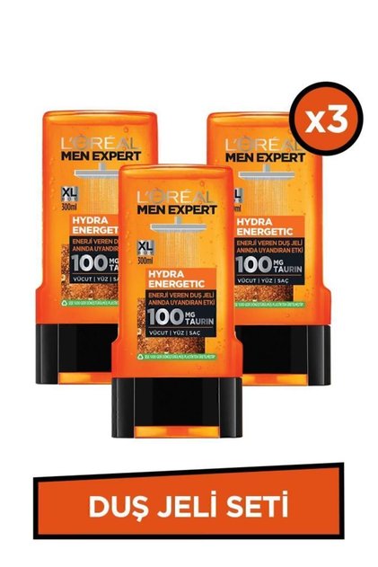 Men Expert Hydra Energetic Taurin İçeren Duş Jeli 300 ml 3'lü Set