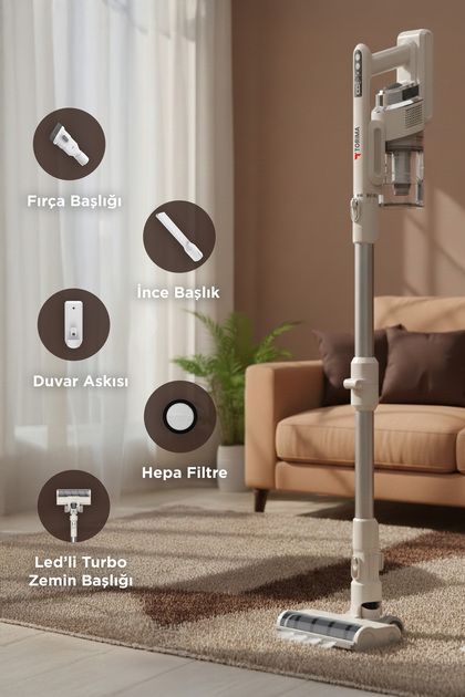 Torima Kablosuz Katlanabilir Hafif UV Işıklı Dikey Şarjlı Süpürge