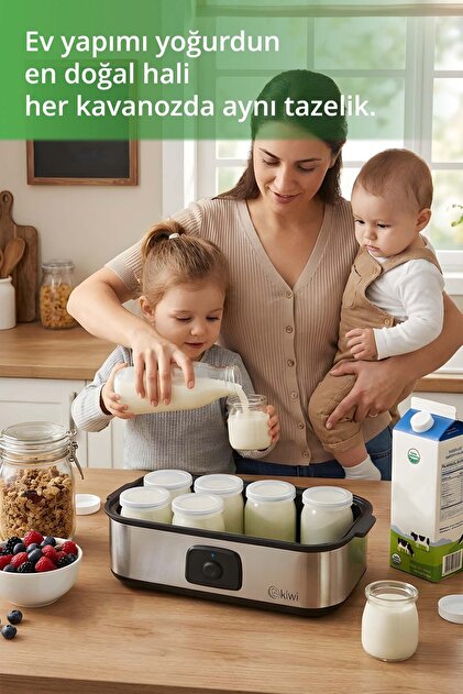 Kiwi KİWİ Kym-7213 Paslanmaz Çelik Tabanlı 8 Kavanozlu Dijital