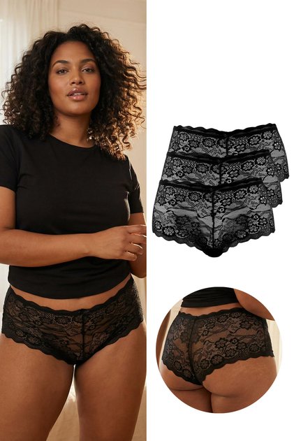Black 3-Pack Lace Plus Size Panties Tbbss26Cm00004