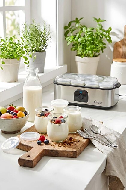 Kiwi KİWİ Kym-7213 Paslanmaz Çelik Tabanlı 8 Kavanozlu Dijital