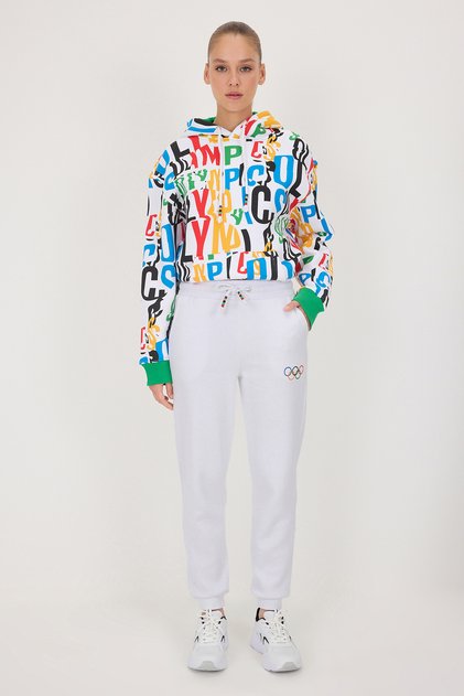 White Olympic Logo Printed Knitted Sweatpants Twoaw26Ea00010