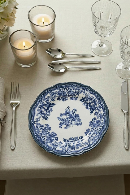4-Piece Vintage Floral Print Porcelain Cake Set TPHAW26TBK00067