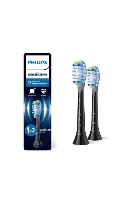Sonicare Premium Plaque Defence Yedek Başlık, Yumuşak, 2’li Paket, Siyah, HX9042/88