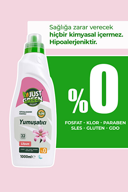 Just Green Organic Bitkisel Çamaşır Yumuşatıcı Lilyum Çiçeği