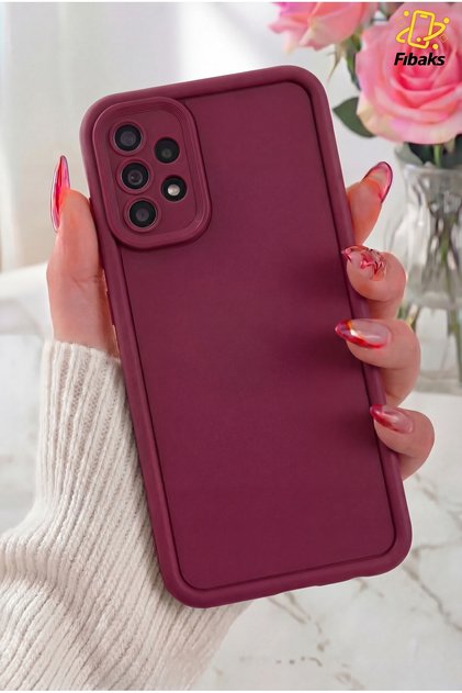 Galaxy A23 Kılıf Kamera Korumalı Yumuşak Dokulu Darbe Emici Bordo Silikon Kapak