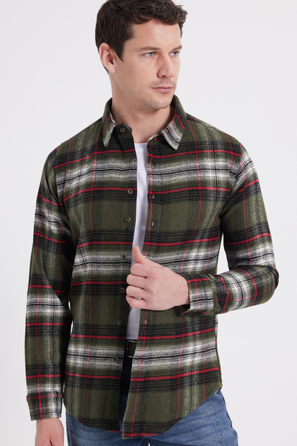 Men's Slim Fit slim fit checkered winter lumberjack shirt