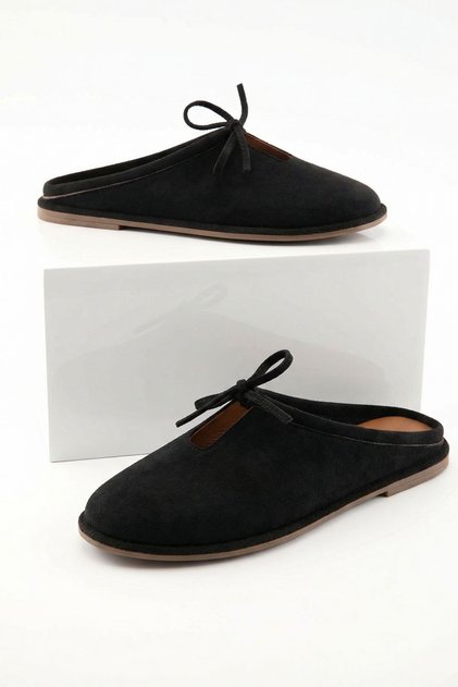 Black Suede Women's Slippers 21341