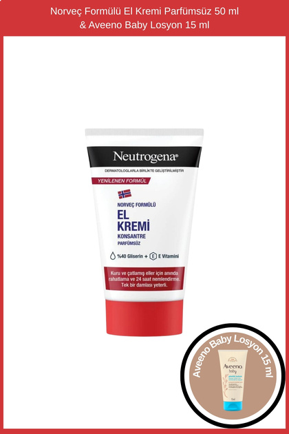 Norveç Formülü El Kremi Parfümsüz 50 ml & Aveeno Baby Losyon 15 ml