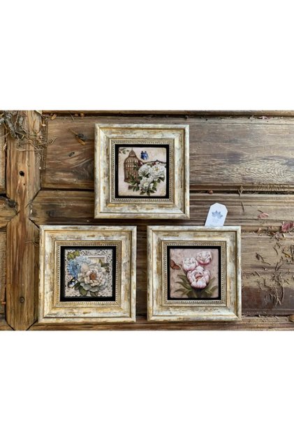 Çerçeveli Taş Baskılı Duvar Tablosu Seti ( 20 X 20 Cm) 3 Lü Set -