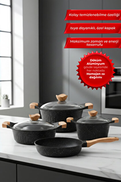 Aryıldız Bronx 7 Parça Tencere Seti Siyah - Fiyatı, Yorumları