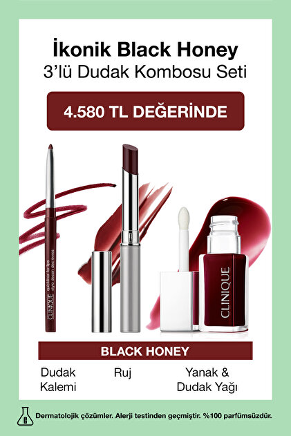 Clinique İkonik Black Honey 3'lü Dudak Kombosu Seti - Fiyatı