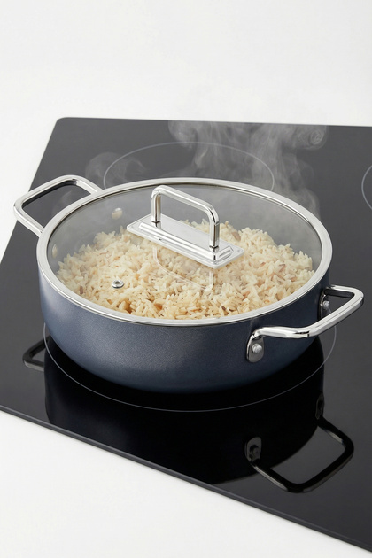 Sera Feel Ceramic Fireproof Non-Stick Flat Pot 24 cm / Gray