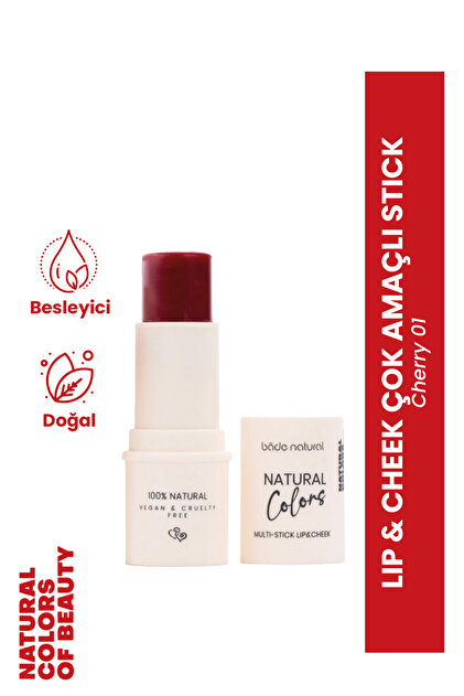 Bade Natural Lip & Cheek Cherry 01 Çok Amaçlı Stick %100 Doğal