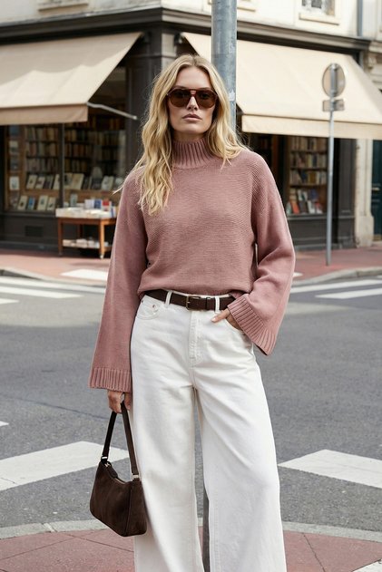 Dusty Rose Wide Fit Pullover mit spanischen Ärmeln TWOAW23KZ01838
