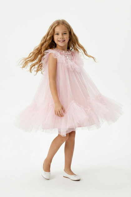 TRENDYOLKIDS Powder Girl's April 23Rd Mini Plain Woven Holiday Tutu Dress  Tkdss26El00020- Trendyol