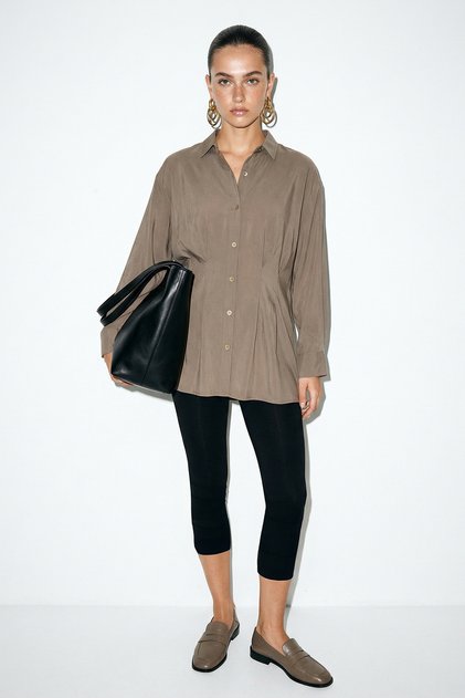 Mink Front Pleated Modal Shirt Tdrss26Go00010