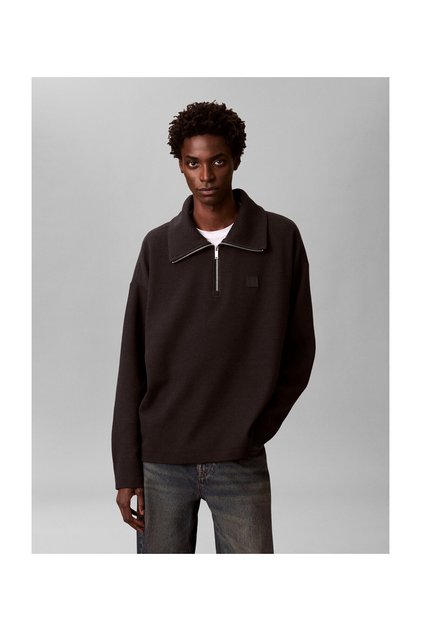 LV04LE221G UB1 XL LS GEBÜRSTETER RIB-VIERTELREISSVERSCHLUSS-PULLOVER