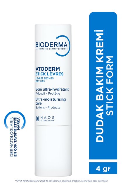 Atoderm Lip Stick Kuru ve Hassas Dudaklar Shea Yağı İçeren Besleyici Nemlendirici Dudak Kremi 4 gr