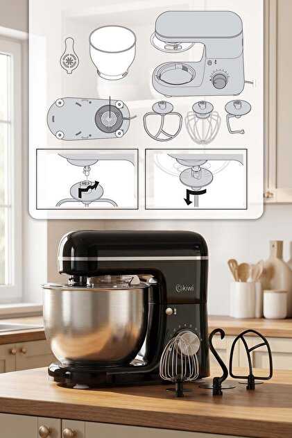 Kiwi Hamur Şekillendirici / Yoğurma 5,3 Lt 1300w 8 Hız Kademeli