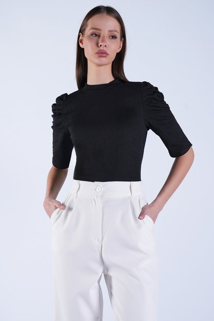 Black High Neck Hidden Zipper Sleeveless Knitted Blouse Alc-X15104