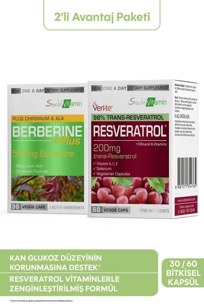 Resveratrol & Berberine Takviye Seti 60 Kapsül + 30 Bitkisel Kapsül