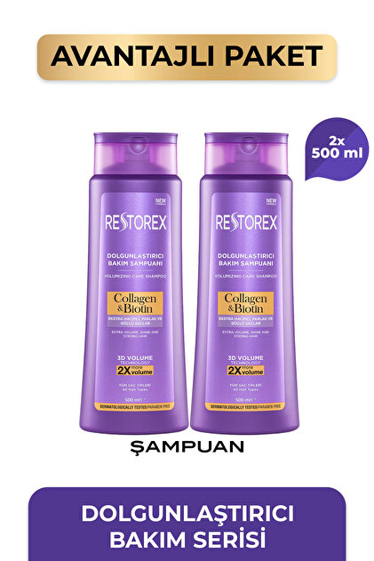 Restorex Kolajen & Biotin Dolgunlaştırıcı Şampuan 2 x 500 Ml