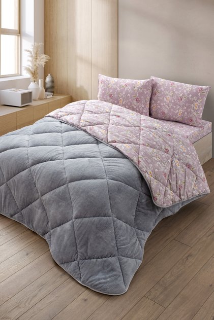 Nordelle Battal Boy Lüx Wellsoft Yorgan Çift Taraflı - 2 Adet Yastık Kılıflı Yorgan Seti 215x235 cm