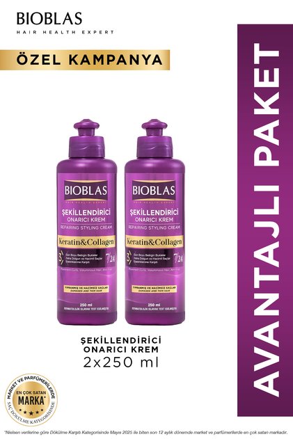 7 24 Şekillendirici Saç Bakım Kremi Belirgin Bukleler Dalgalı Ve Kıvırcık Saçlar 2 x 250ML