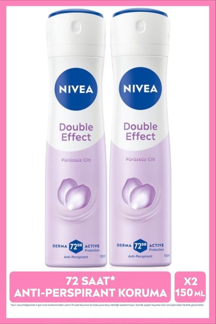 Kadın Sprey Deodorant Double Effect 150ml, 72 Saat Anti-perspirant Ter Koruması, X2 Adet