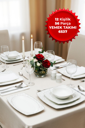 Aryıldız 12 Kişilik 56 Parça Yemek Takımı 6534 - Fiyatı, Yorumları