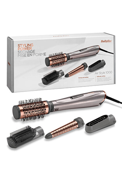Air Styler 1000W 200 Derece İyon Etkili 4 Başlıklı Hava Üflemeli Saç Şekillendirici Seti Gri AS136E