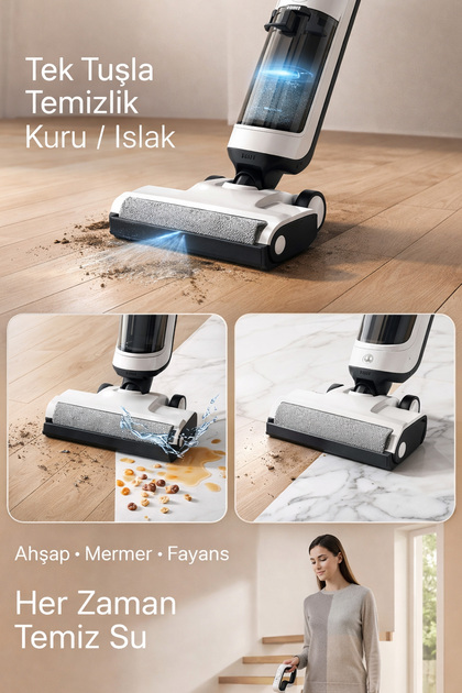 Torima Şarjlı Islak Kuru Dikey Süpürge Yüzey Temizleyici Mop