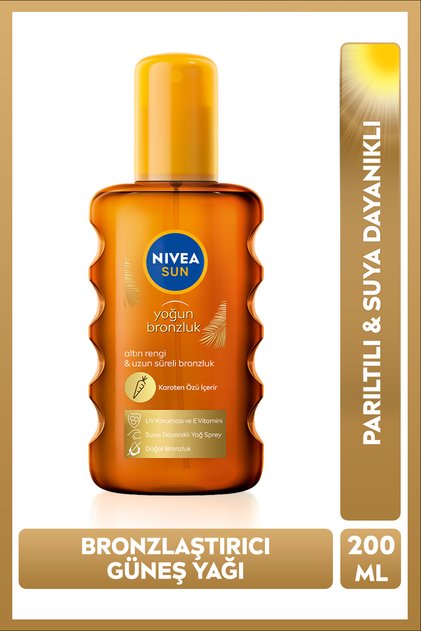 SUN Karoten Özlü Yoğun Bronzlaştırıcı Güneş Yağ Sprey 200ml, E Vitamini,Doğal Bronzluk