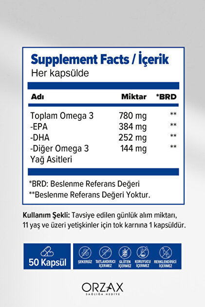 Orzax Ocean Plus Omega 3 1200 mg 50 Kapsül Fiyatı, Yorumları