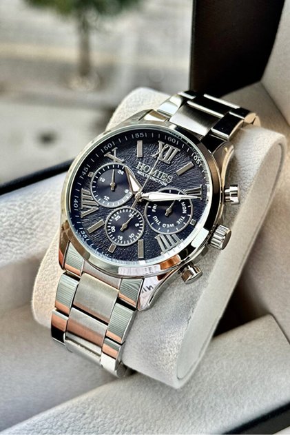 Men's Wristwatch All Functions Active Waterproof Silver Color Steel Band Hme2001C2