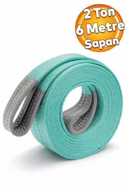 Yük Kaldırma Taşıma İndirme Halat Sapan Polyester Spanzet 2 Ton 6 Metre Turkuaz Sağlam