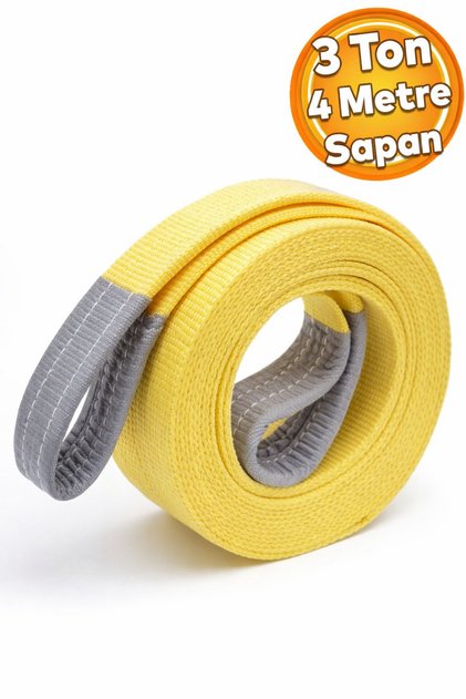 Sapan Polyester Spanzet 3 Ton 4 Metre Sarı Sağlam Yük Kaldırma Taşıma İndirme Halat
