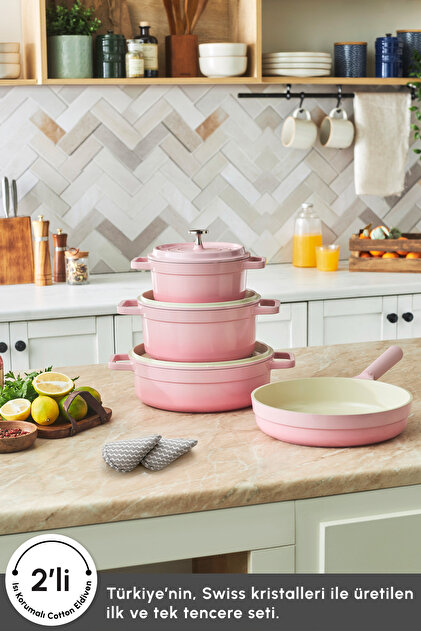 Karaca Swiss Crystal Neocast 7 Parça Döküm Tencere Seti Pembe - 2