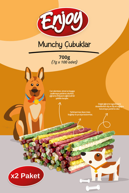 Munchy Burgu Çubuk Köpek Kemiği 7g x 200 Adet