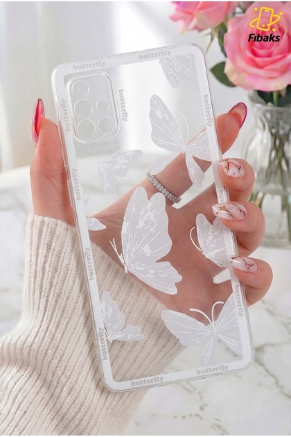 Galaxy A71 Case Transparent Butterfly Design Patterned Soft Silicone Cover with Camera Protection