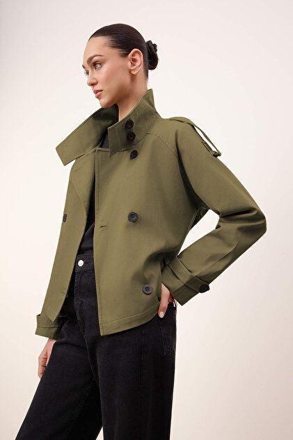Trendyolmilla Wardrobe Essentials Haki Regular Fit Dik Yaka