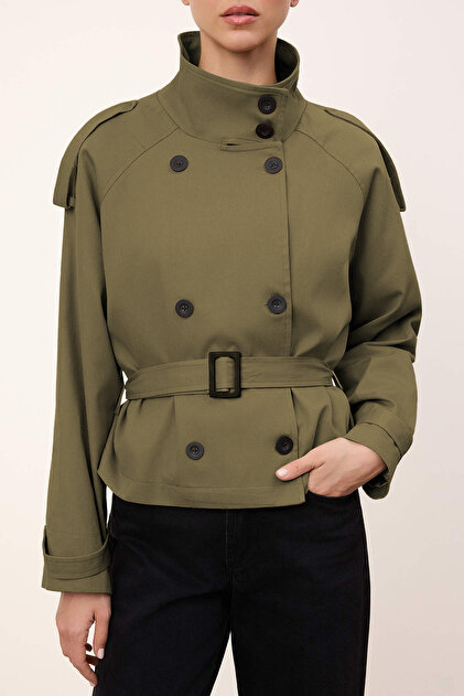 Trendyolmilla Wardrobe Essentials Haki Regular Fit Dik Yaka