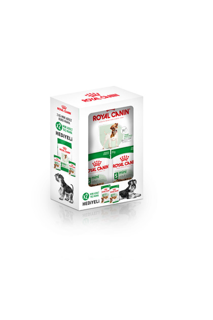 CANIN　2kg　2袋 Royal Canin Mini Adult Köpek Maması 2 Kg + 2 Adet Yaş Mama Hediye