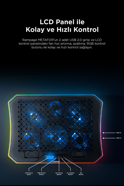 Rampage Ad-rc34 Metafor Rgb 6 Fanlı Telefon Tutuculu Rgb 10-19inç