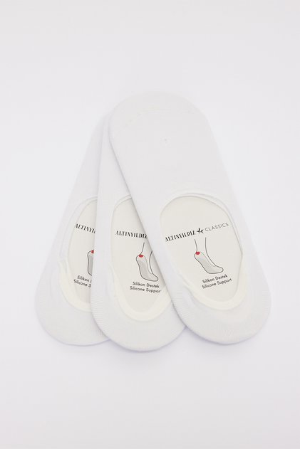 Men's White 3 Pack Silicone Supported Ballerina Socks