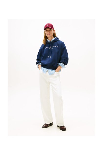 WW0WW47832 CORP LOGO MDRN HOODIE C1G Tmavě modrá